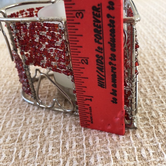 Heart Design Red Beaded Votive Candle Holder - Picture 15 of 16